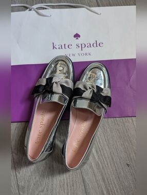 Kate Spade Metallic  Leandra Loafers 🩶🩶